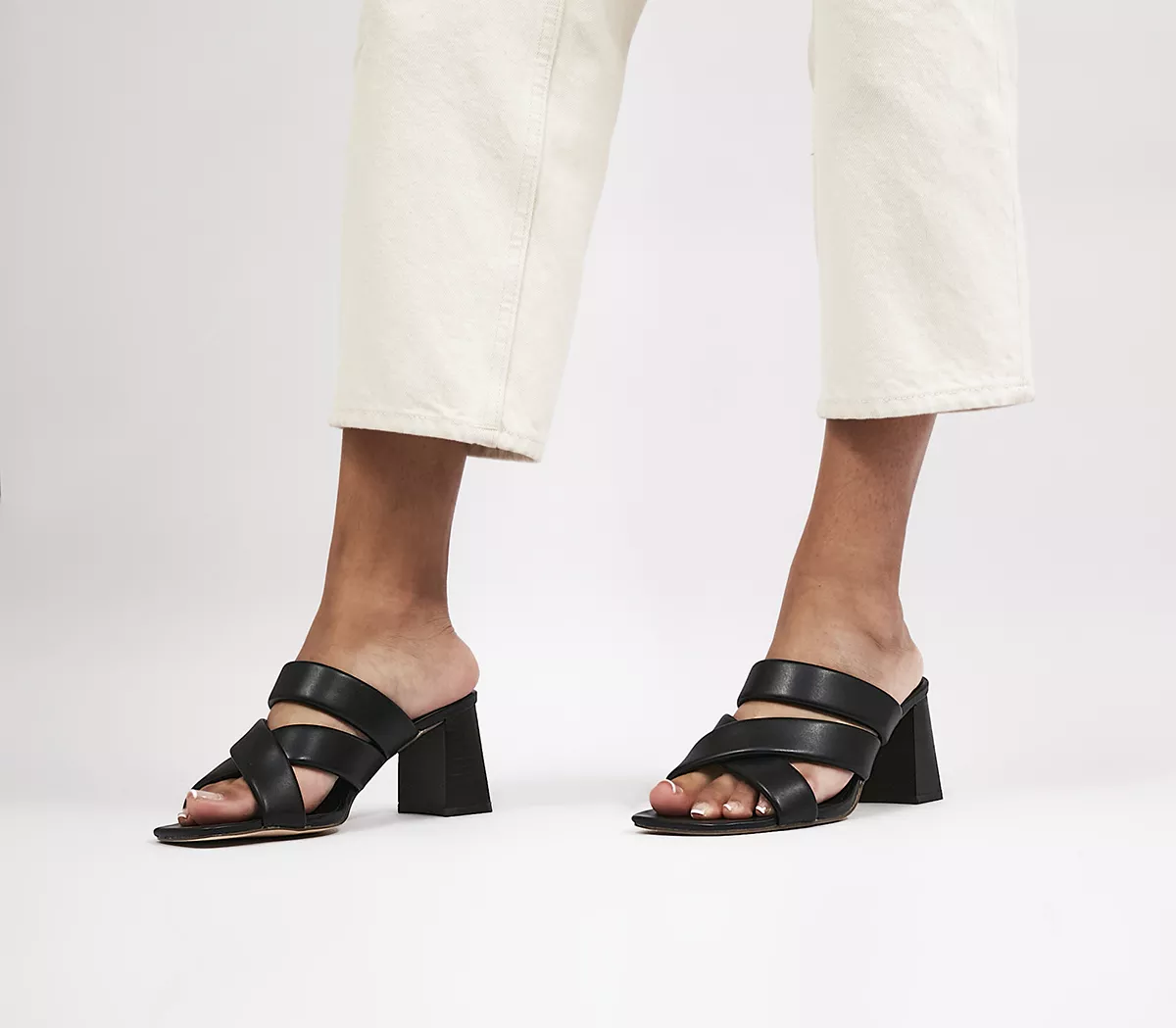 OFFICE Hailing Padded Strap Block Heels Black