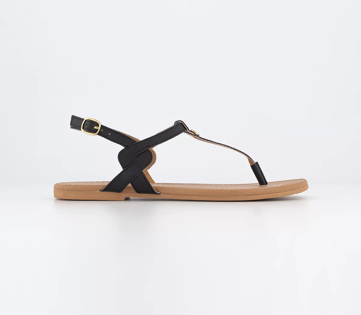 OFFICE Wide Fit Splendid Leather Toe Post Sandals Black Leather