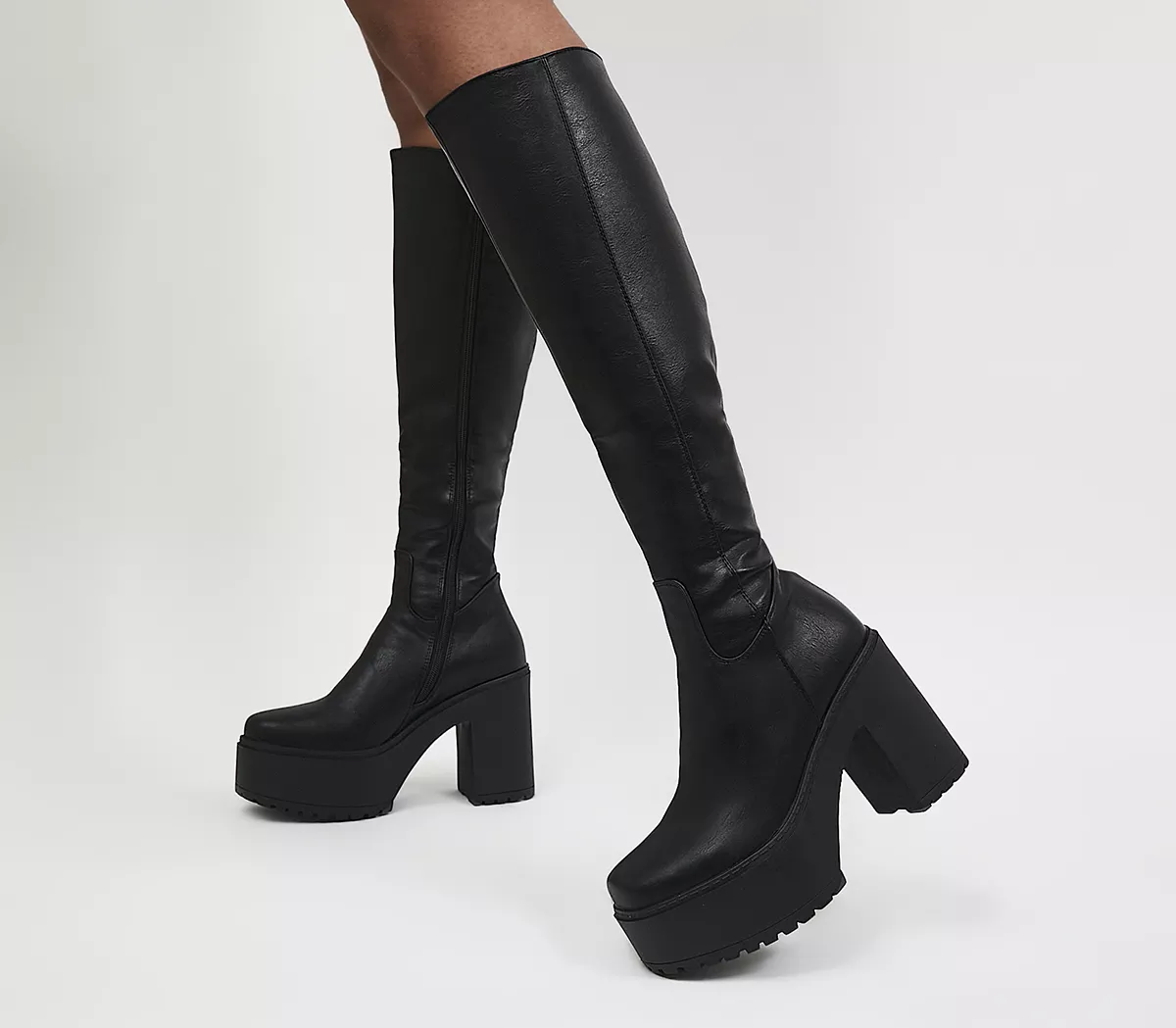 Lamoda Platform Knee High Boots Black