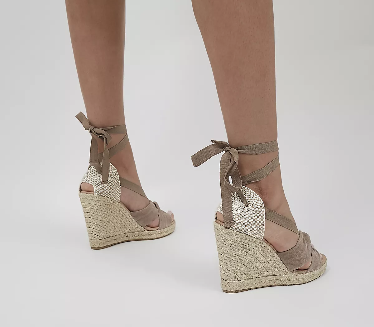 OFFICE Harning Ankle Tie Espadrilles Taupe Suede