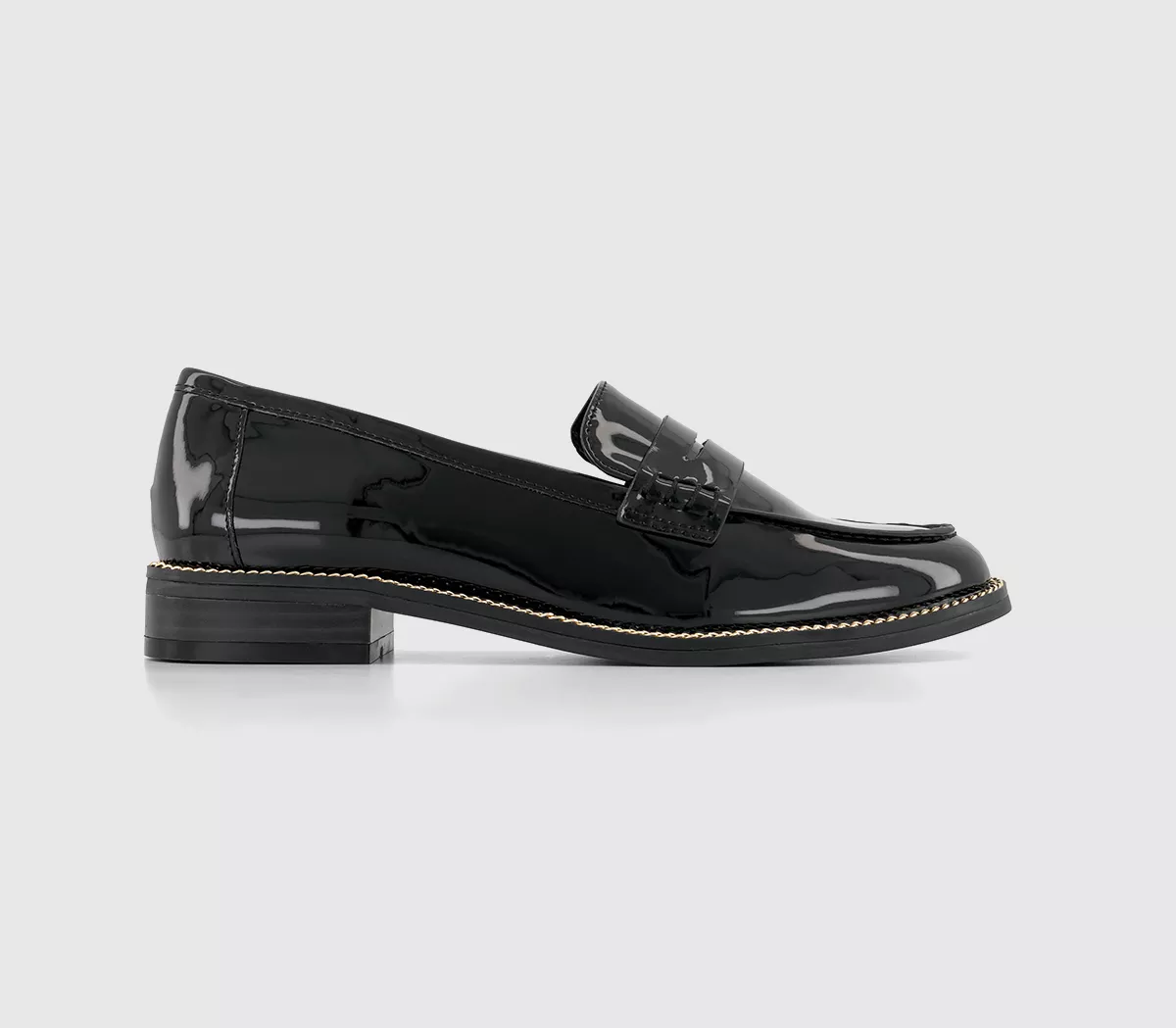 OFFICE Fire Ball Chain Welt Loafers Black Patent