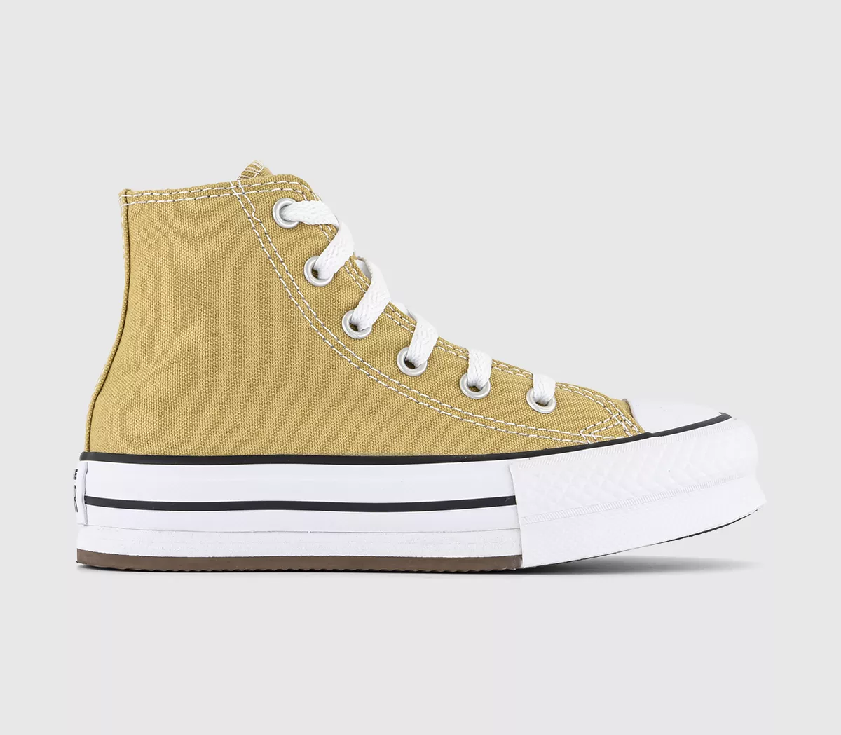 Converse All Star Eva Lift Hi Platform Youth Trainers  Dunescape White Black