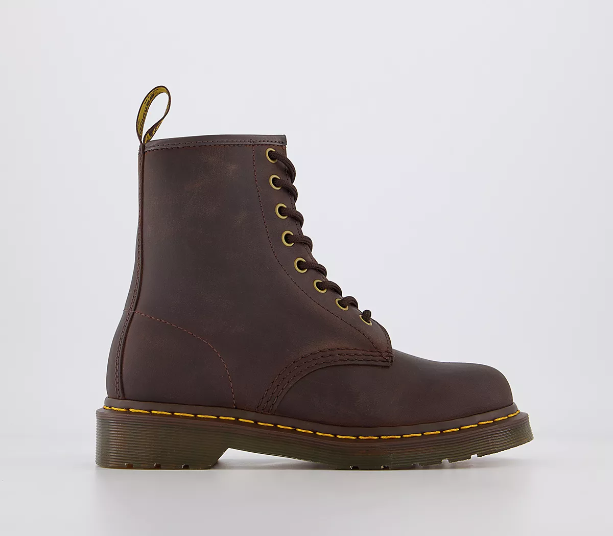 Dr. Martens 8 Eyelet Lace Up Boots Dark Brown Crazy Horse