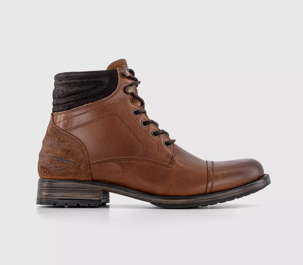 OFFICE Brecon Toe Cap Boots Brown Leather