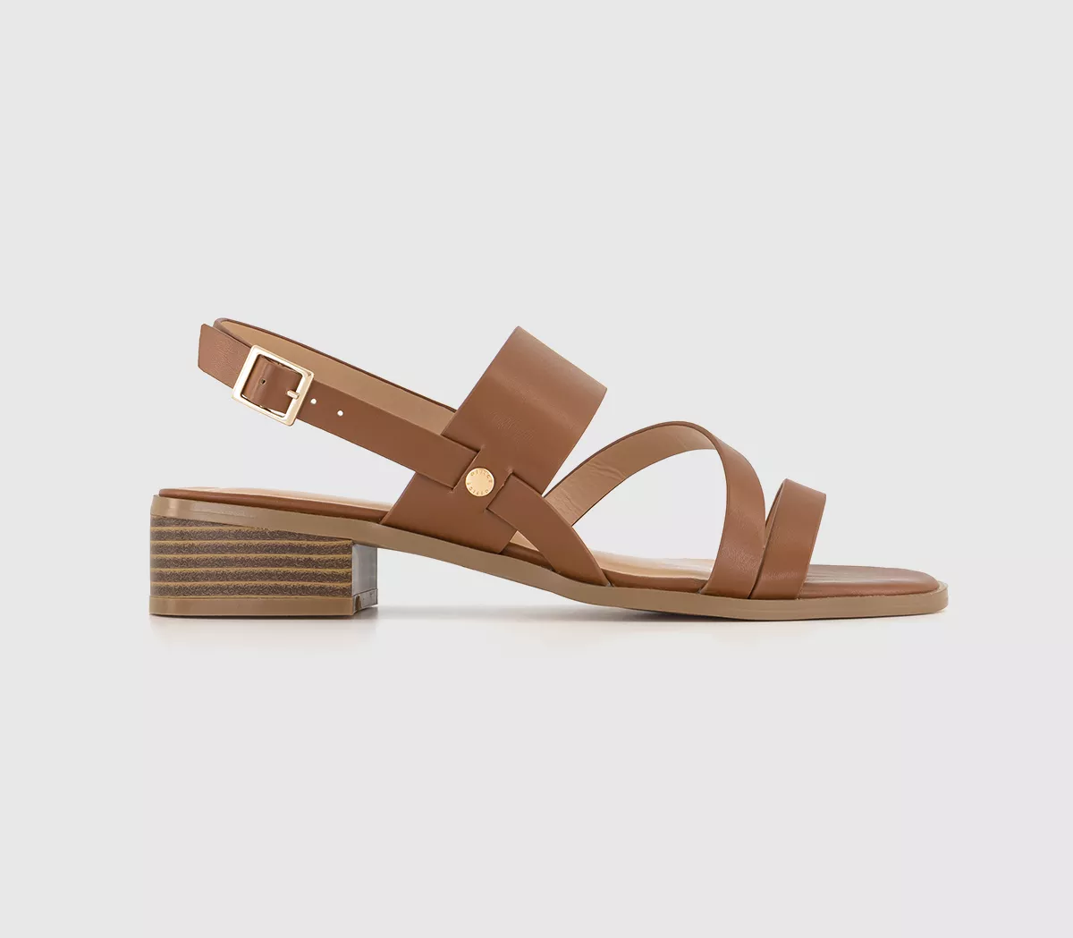 OFFICE Melrose Cross Strap Low Block Heels Tan