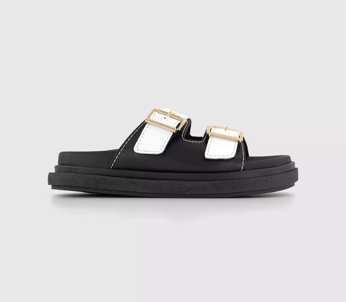 ALOHAS Buckle Strap Sandals Black White