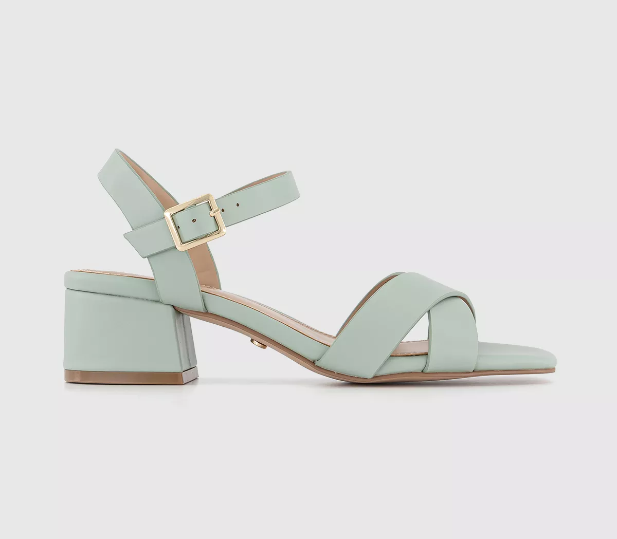 OFFICE Majesty Cross Strap Block Heels Green
