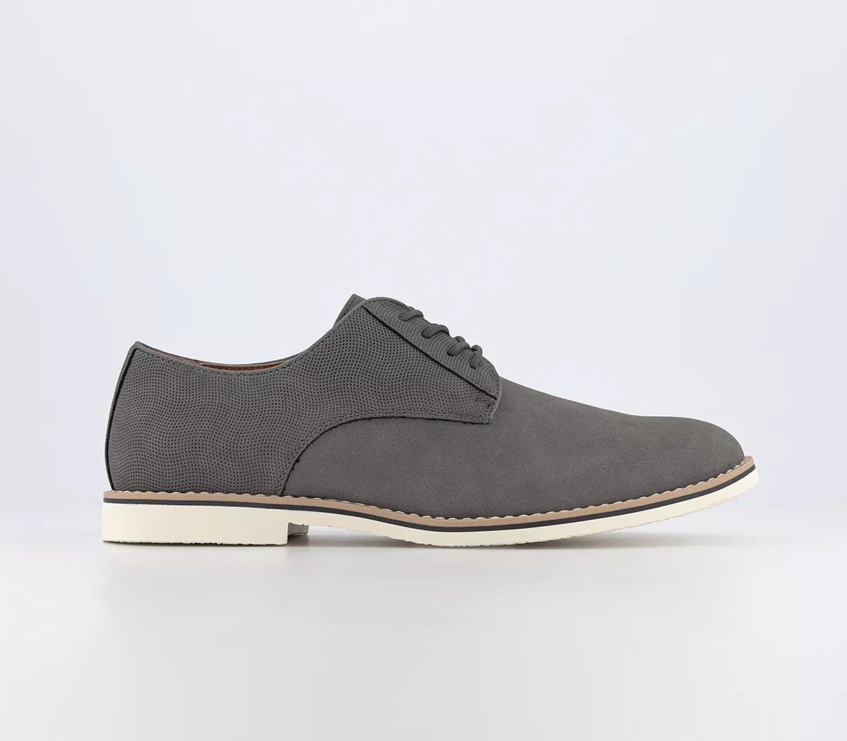 OFFICE Cheadle 2 White Sole Embossed Back Derby Shoes Grey