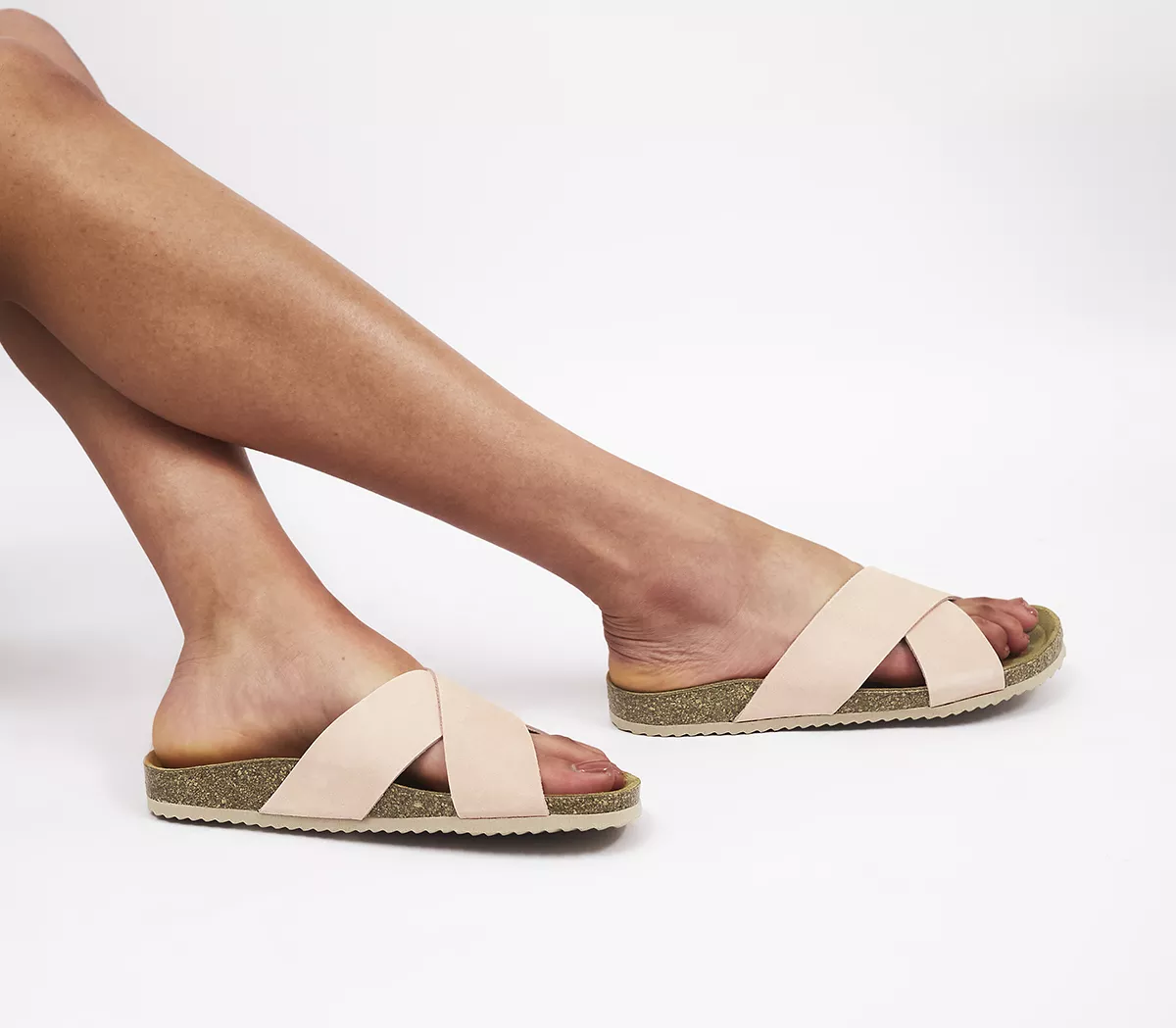 OFFICE Sugar Cross Over Cork Footbeds Sandals Beige