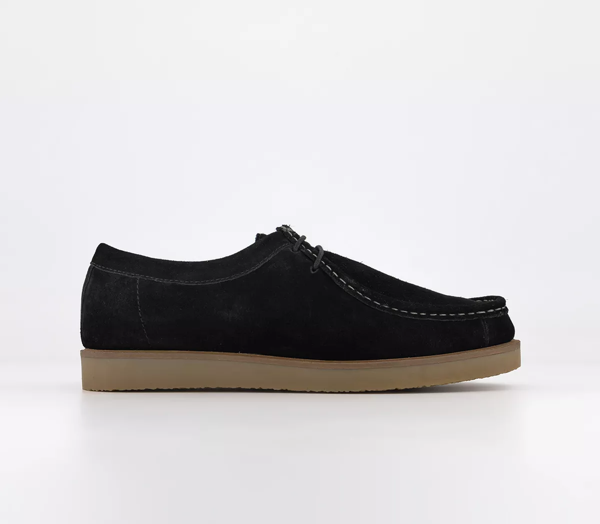 OFFICE Carter Stitch Apron Wedge Derby Shoes Black Suede