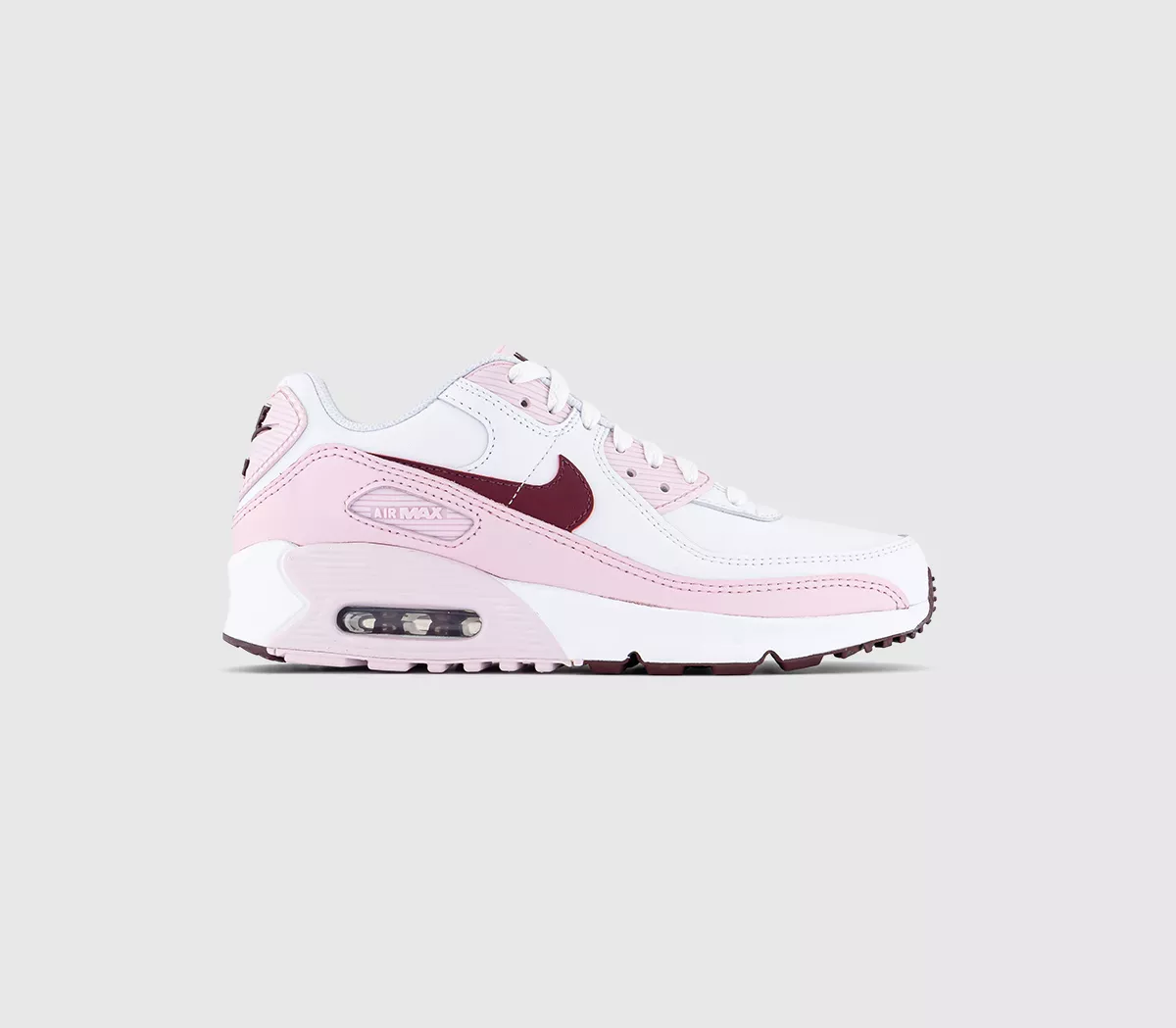 Nike Air Max 90 Junior Trainers White Dark Beetroot Pink Foam