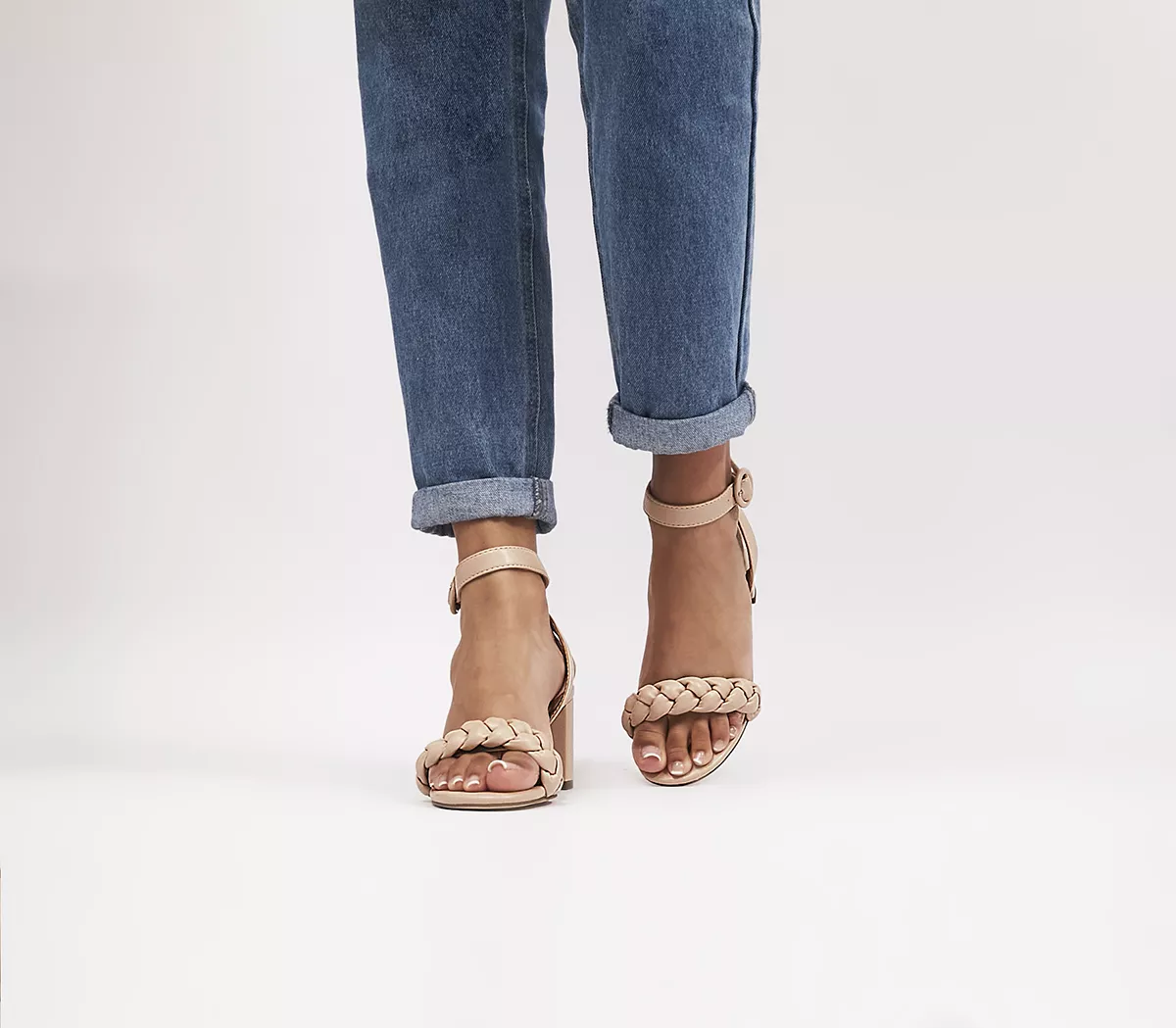 OFFICE Meadow Plait Strap Two Part Sandals Beige