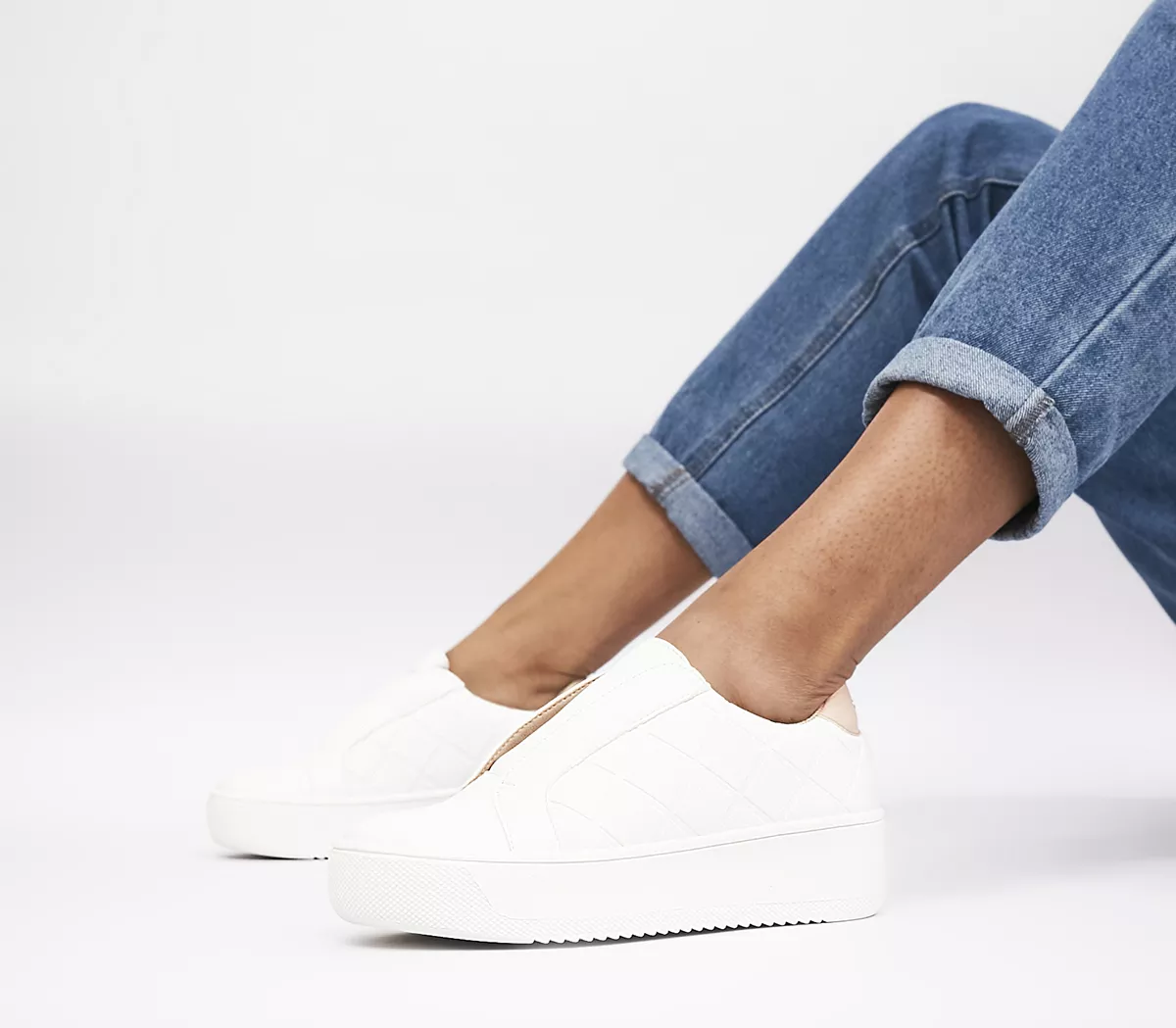 OFFICE Fancy Quilted Slip On Trainers White
