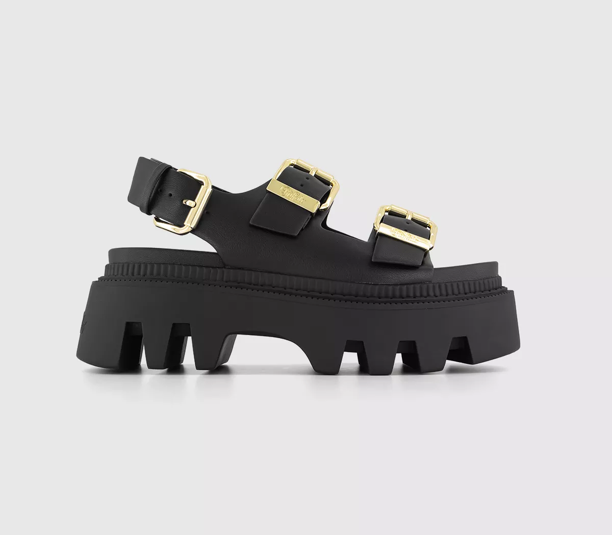 Buffalo Flora On Sandals Black