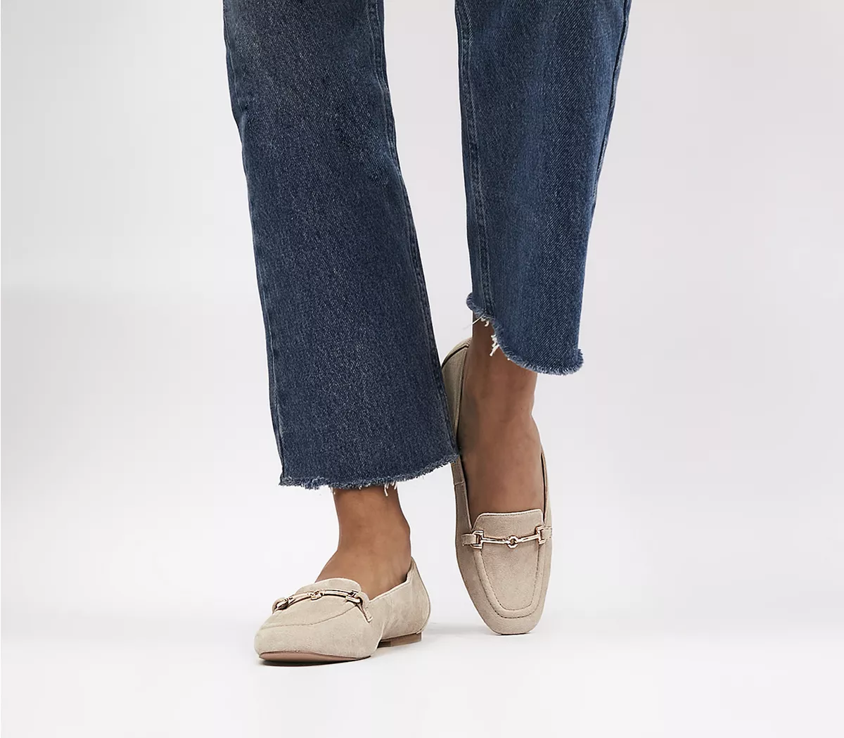 OFFICE Flying High Snaffle Suede Loafers Beige Suede