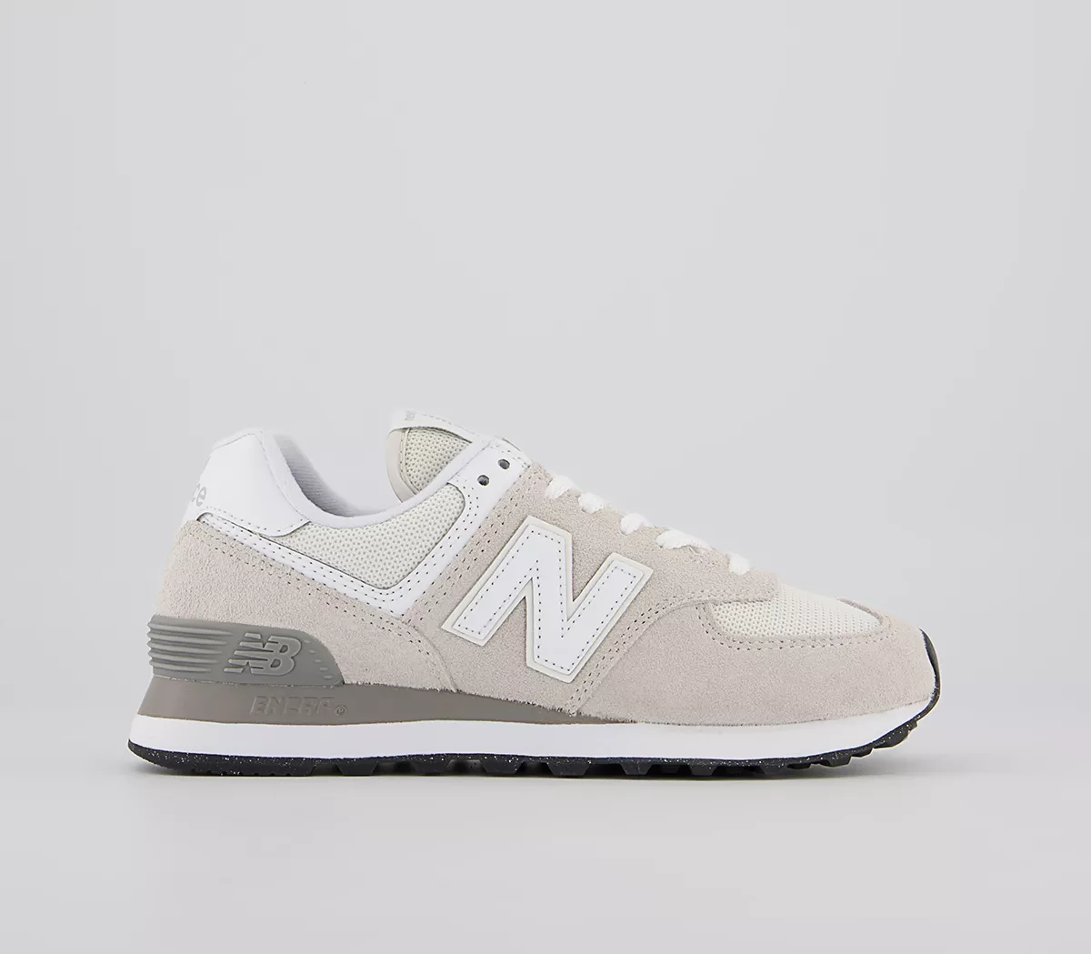 New Balance 574 Trainers Light Grey White Black Green Leaf