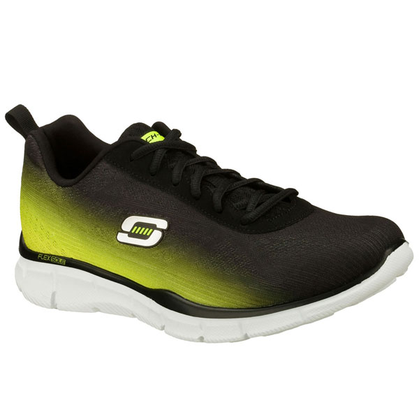 Skechers Men Wide Fit (2E) Shoes - This Way Black/Lime