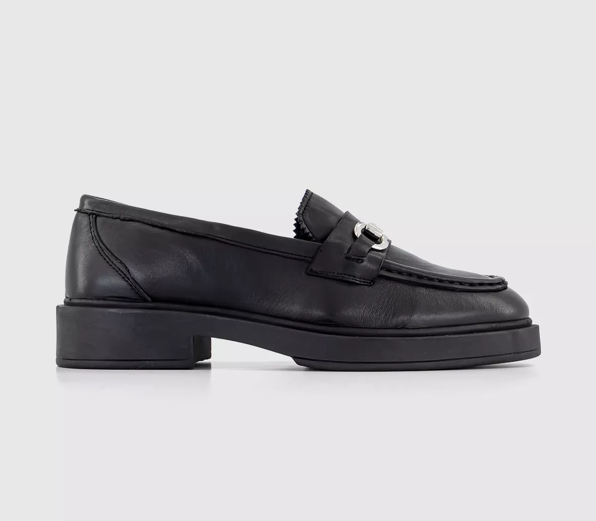 OFFICE Fidgeting Leather Trim Penny Loafers Black Leather