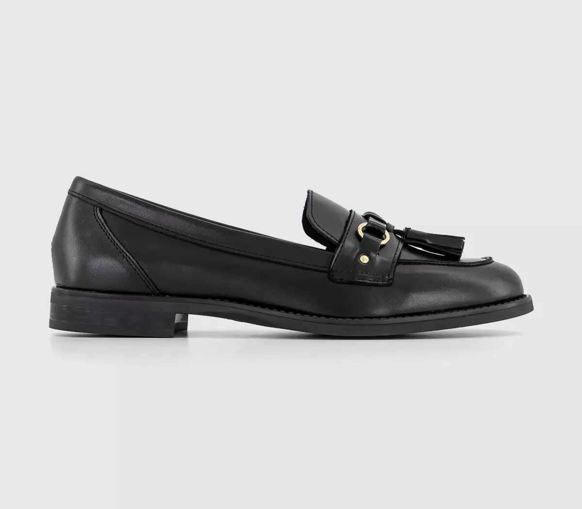 OFFICE Founder Leather Trim Tassel Loafers Black Leather