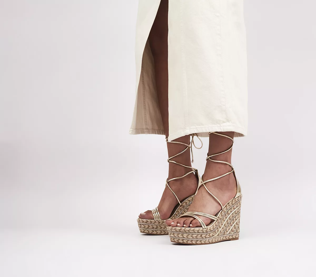OFFICE Haden Strappy Twist Detail Espadrilles Gold