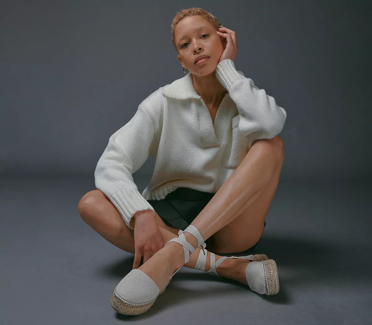 Gaimo for OFFICE Flat Ankle Tie Sandals Natural