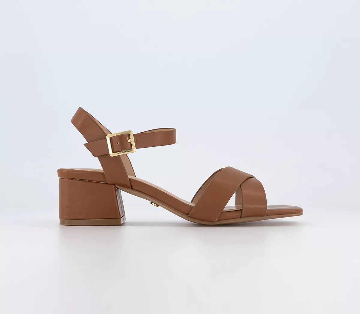 OFFICE Majesty Cross Strap Block Heels New Tan