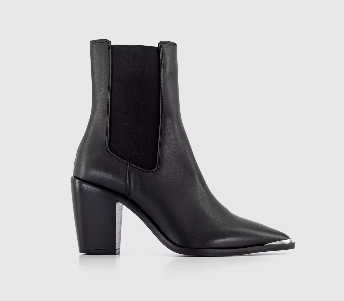 OFFICE Antonia Toecap Leather Western Chelsea Boots Black Leather