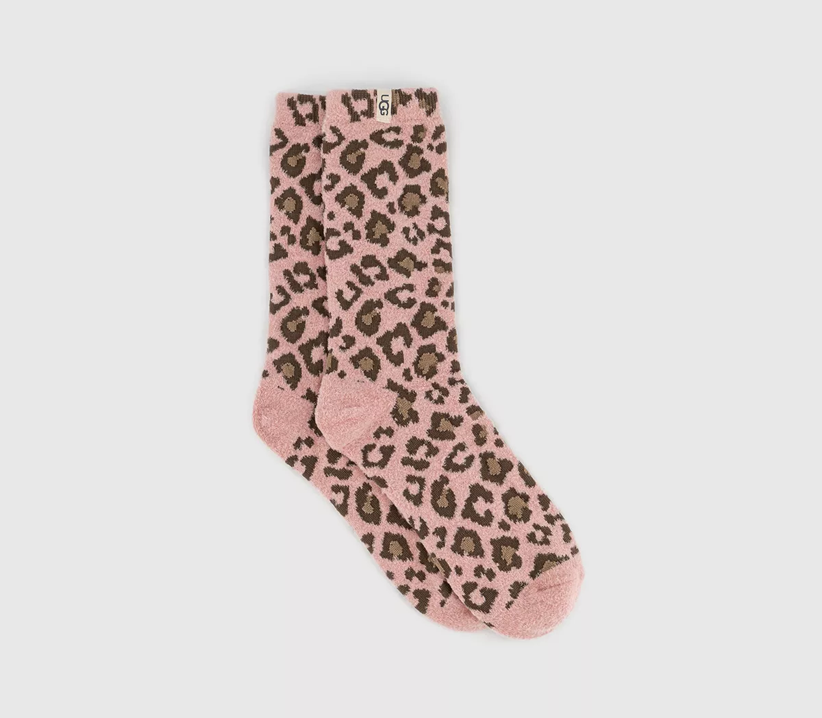 UGG Leslie Graphic Crew Socks Clay Pink Leopard