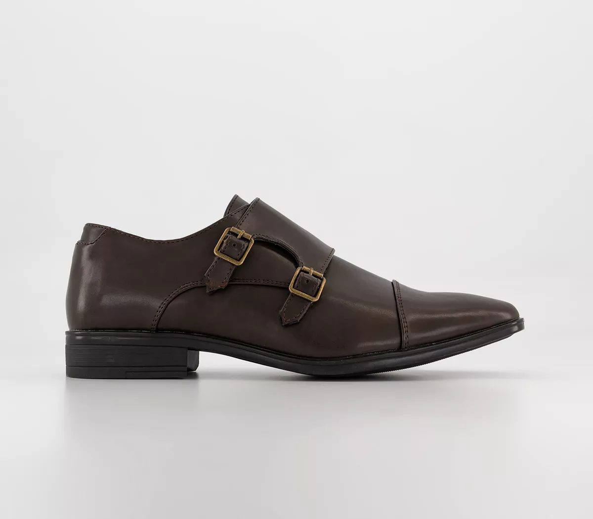 OFFICE Wide Fit Melton Toecap Monk Shoes Brown