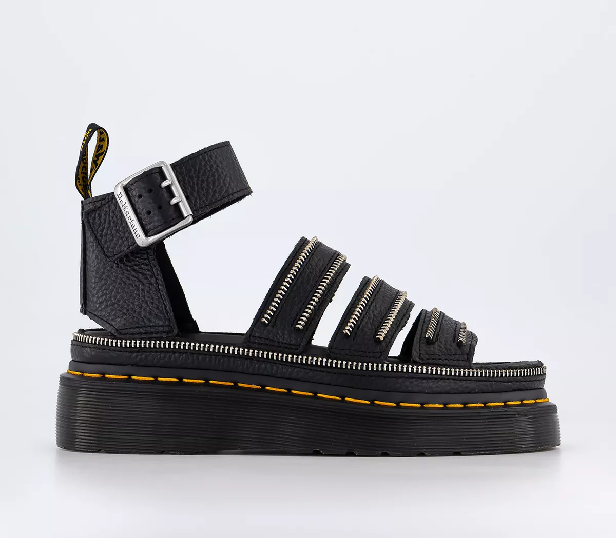Dr. Martens Clarissa Ii Quad Platform Hardware Sandals  Black Milled Nappa