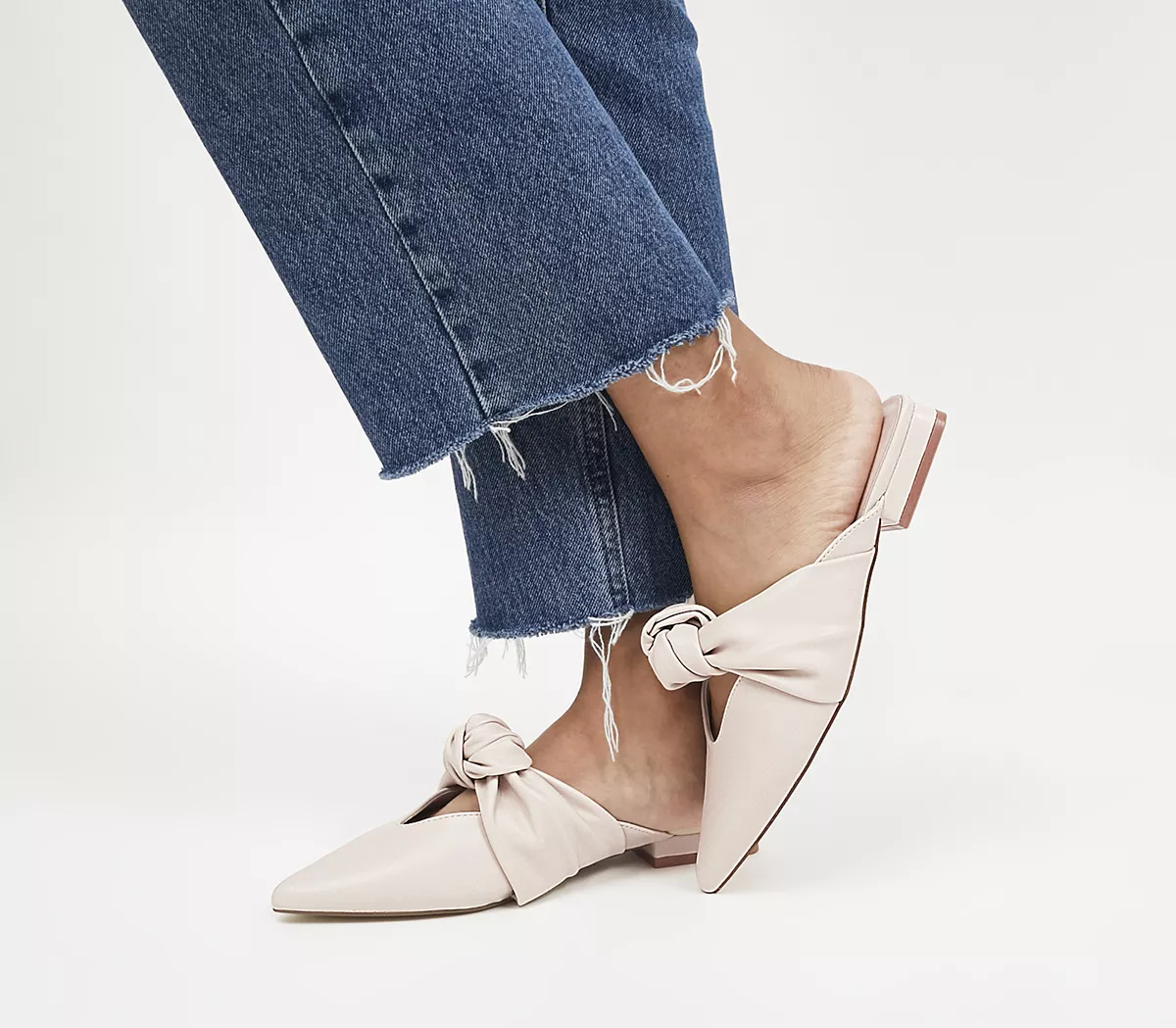 OFFICE Foxy Knotted Mules Off White