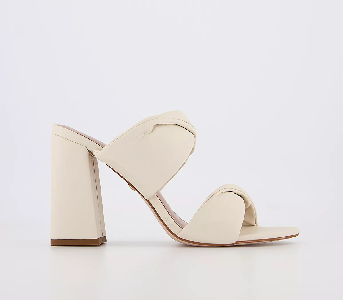 OFFICE Marcy Twist Two Strap Mules Off White Leather