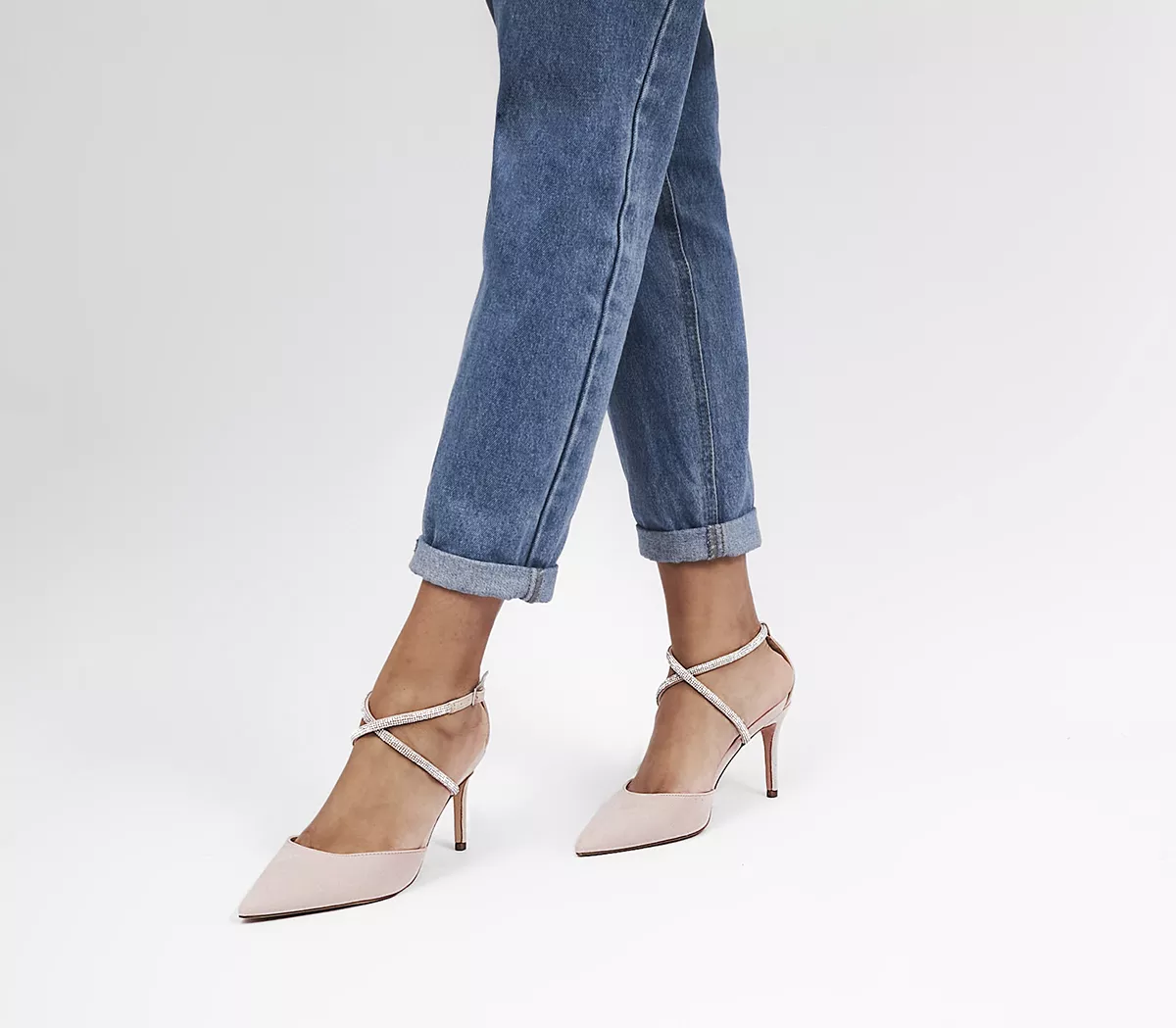 OFFICE Mia Embellished Court Heels Pink Embellished