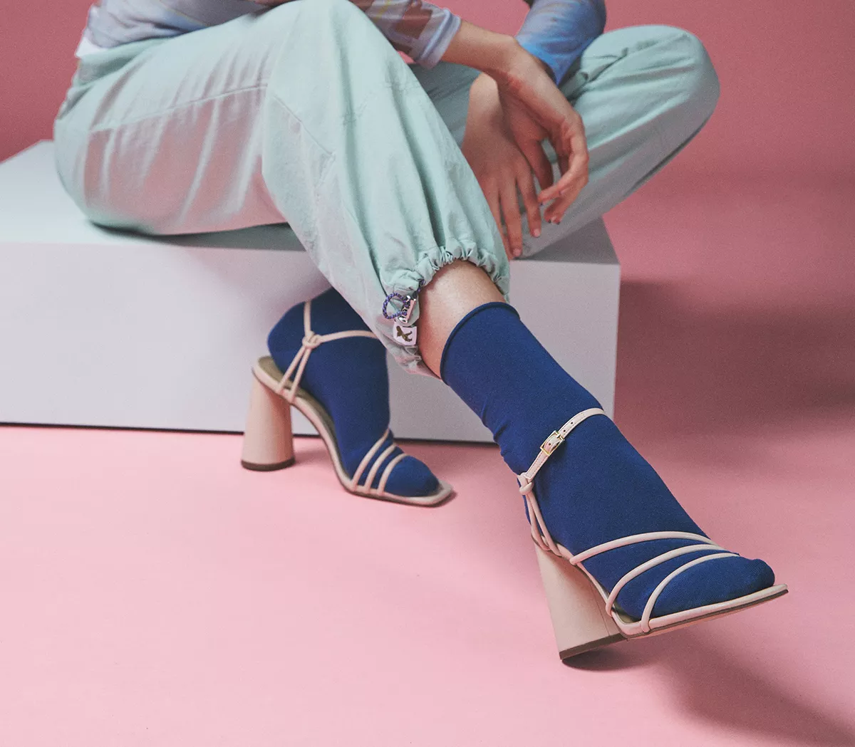 OFFICE High Rise Heel Sandals Beige