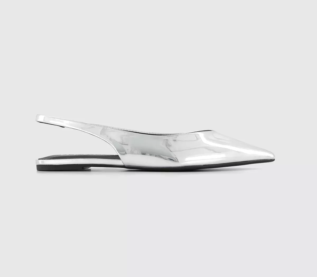 OFFICE Fling Pointed Sling Backs Silver