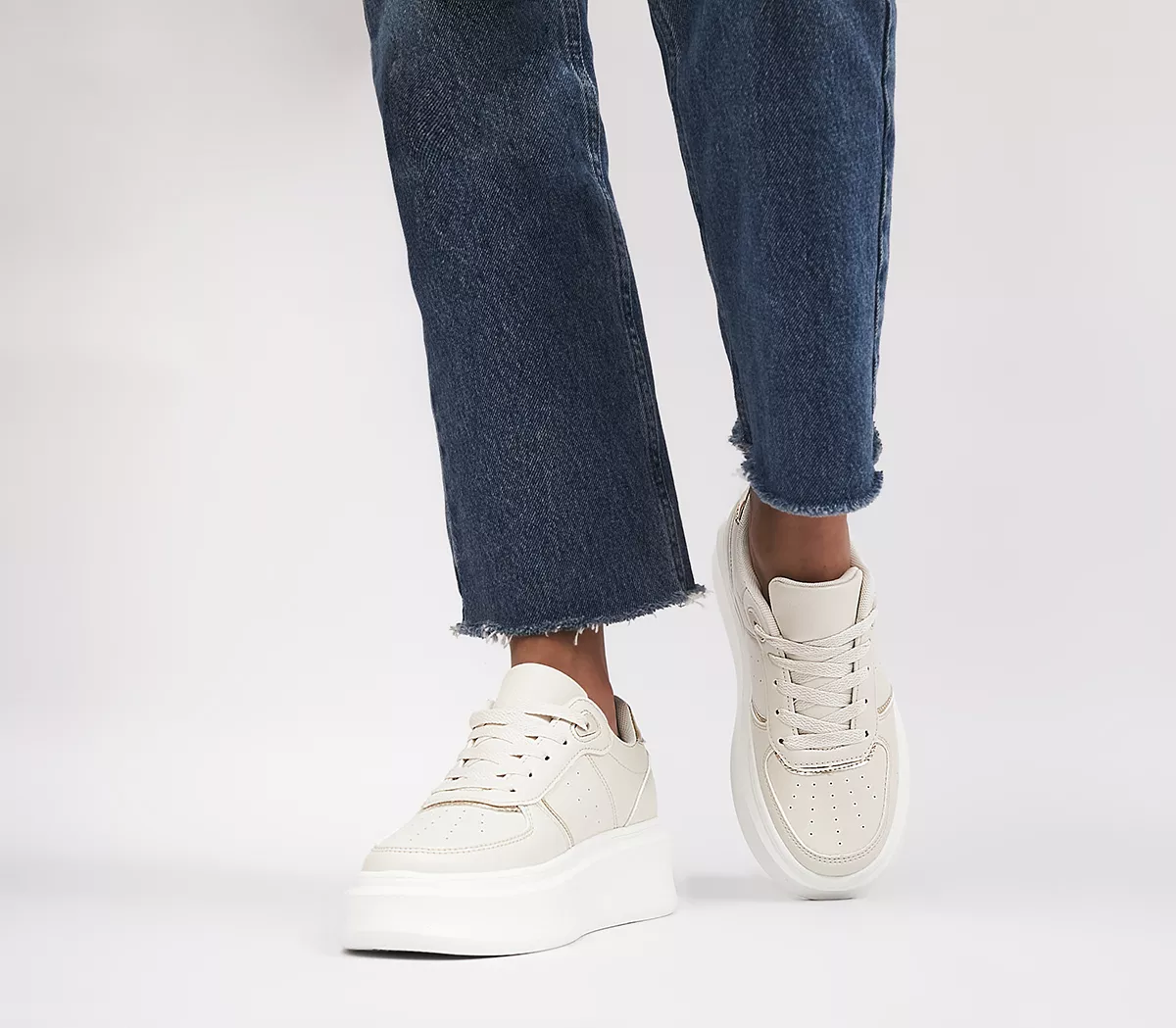 OFFICE Freelance Platform Lace Up Trainers Beige