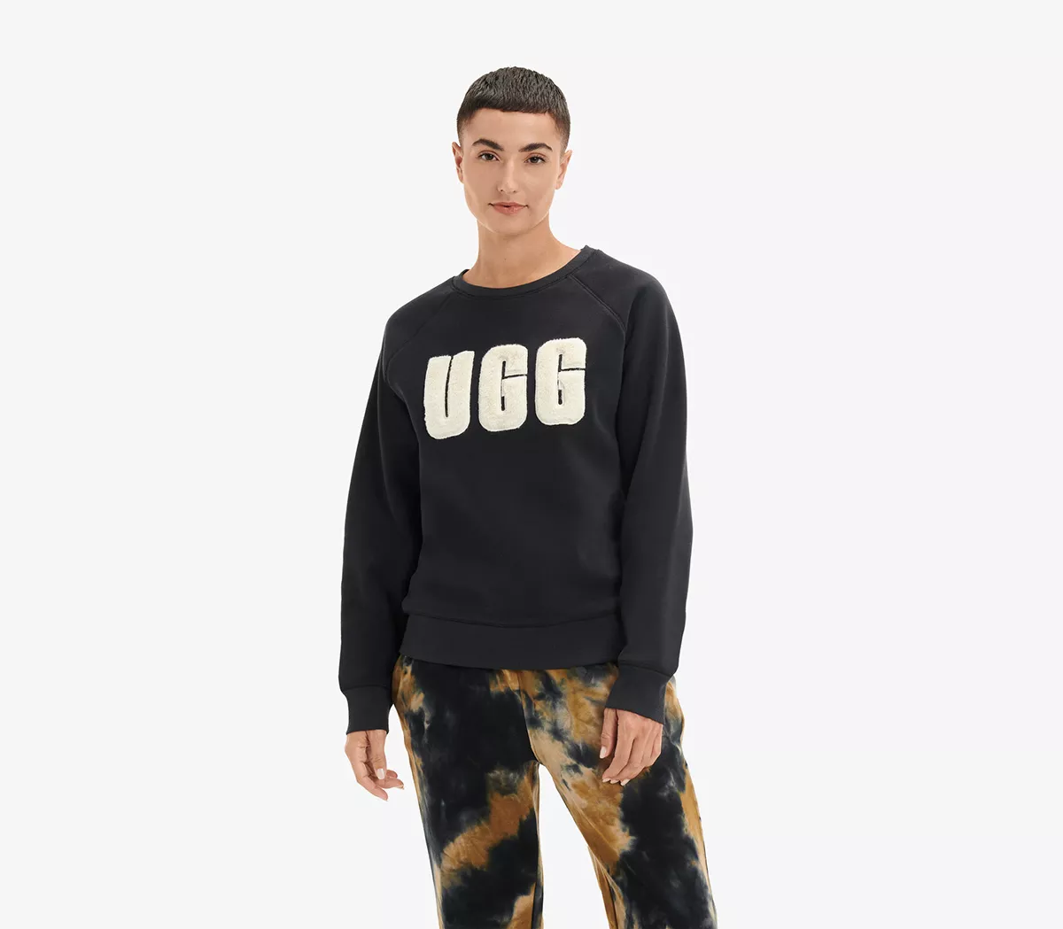 UGG Madeline Fuzzy Logo Crewneck Black Cream