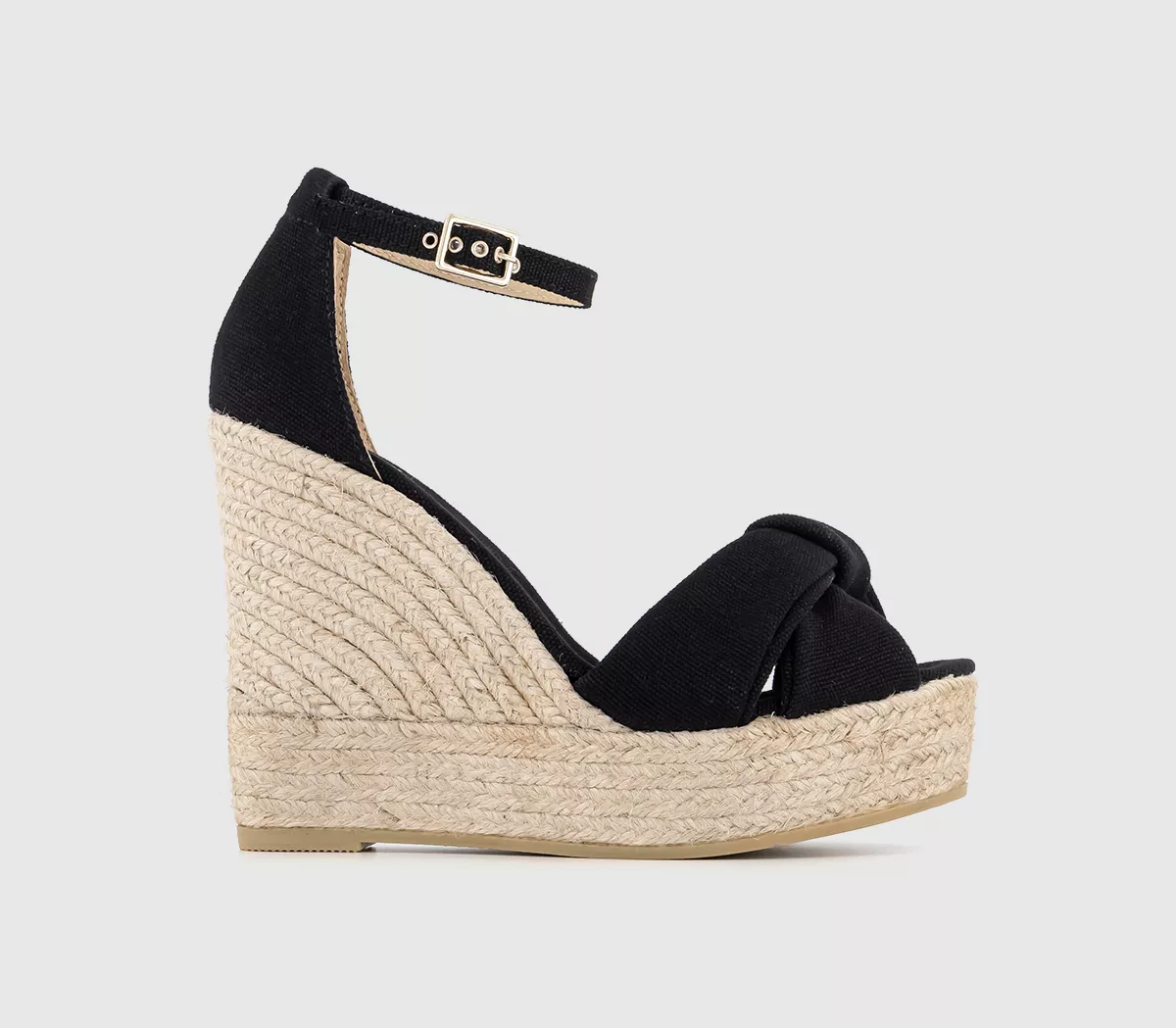 Gaimo for OFFICE Platform Twist Espradrilles Black Canvas