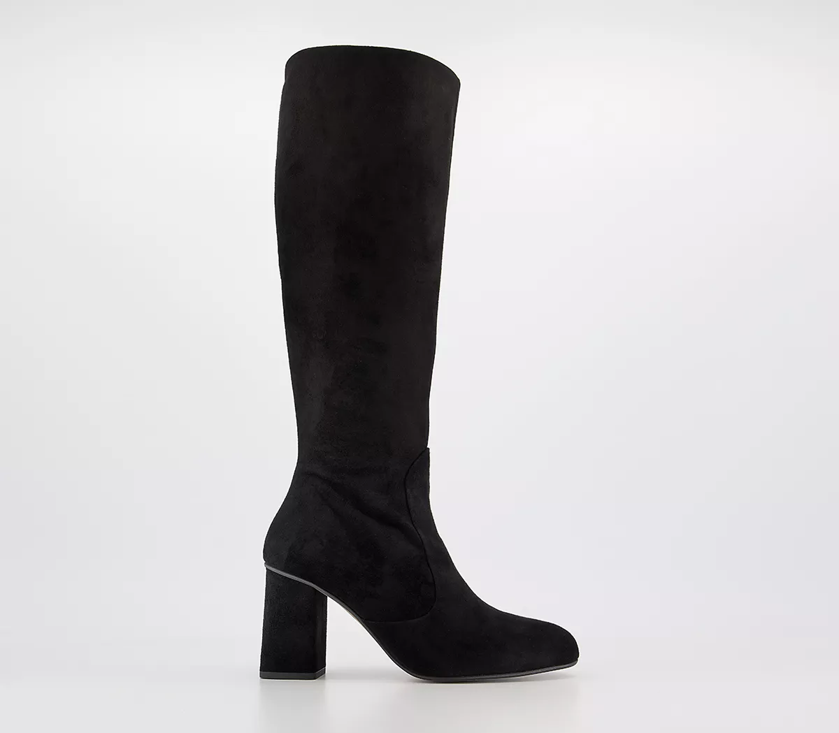 OFFICE Kinsley Block Heel Knee Boots Black Suede