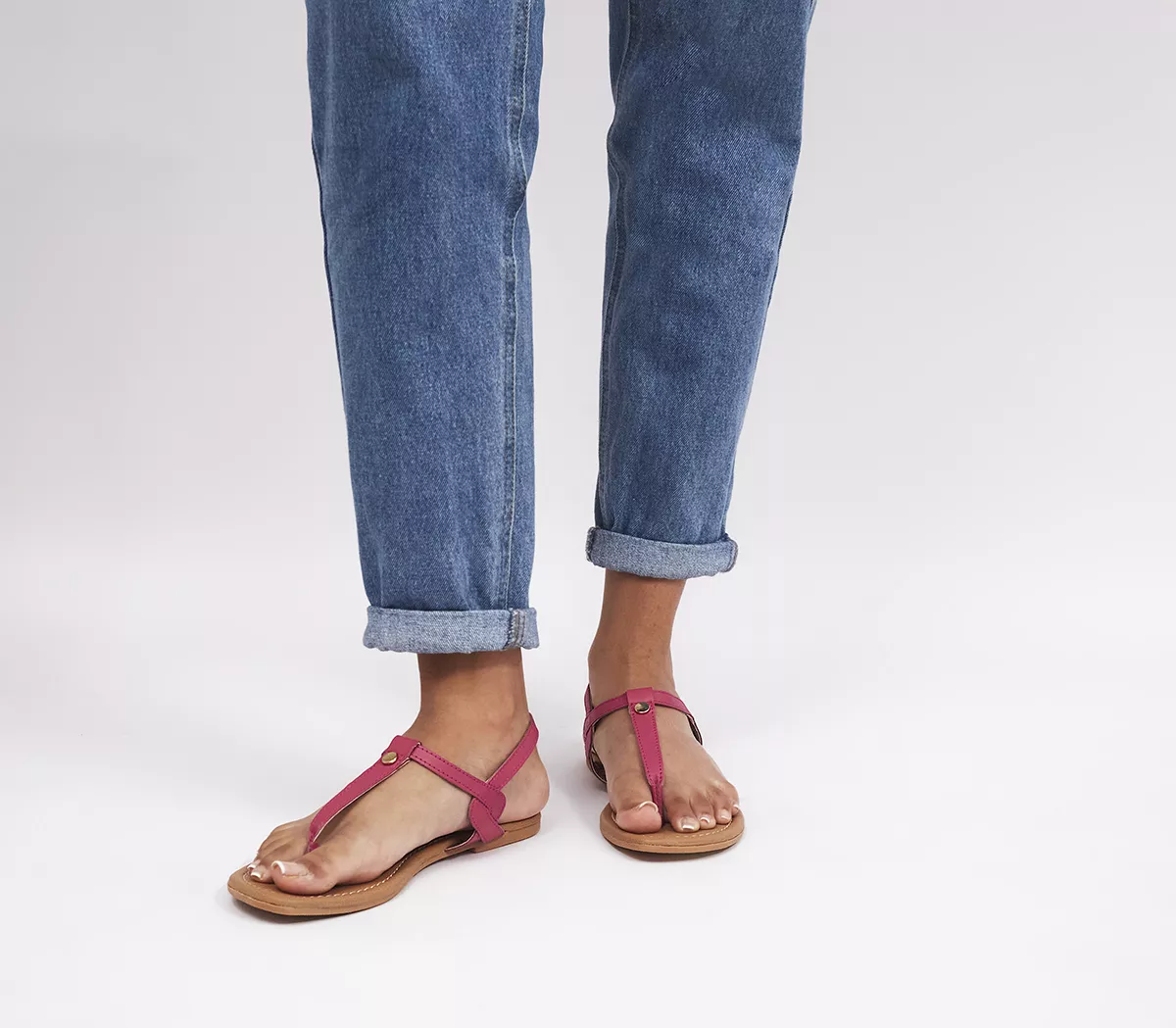 OFFICE Splendid Leather Toe Post Sandals Pink Leather