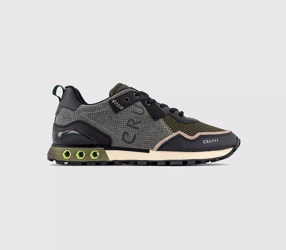 CRUYFF Superbia Hex Trainers Black Taupe Dark Olive Deep Green