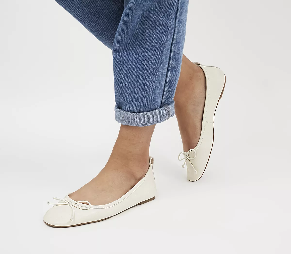OFFICE Feared Bow Ballet Flats Off White Leather