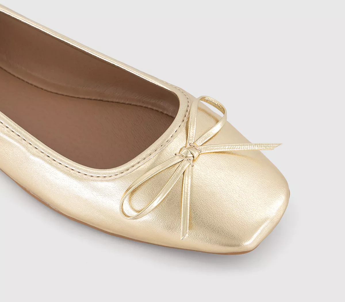 OFFICE Five Star Square Toe Ballerina Shoes  Gold Metalic