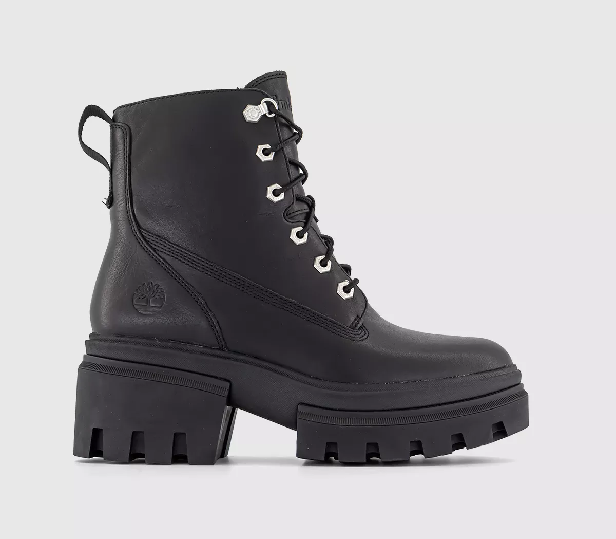 Timberland Everleigh 6 Inch Lace Up Boots Black Full Grain