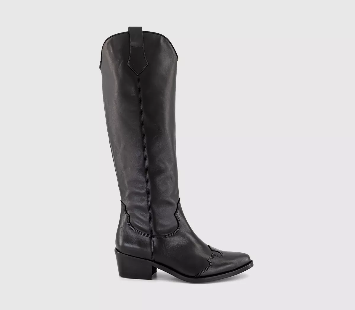 OFFICE Kezia Heeled Western Knee Boots Black Leather