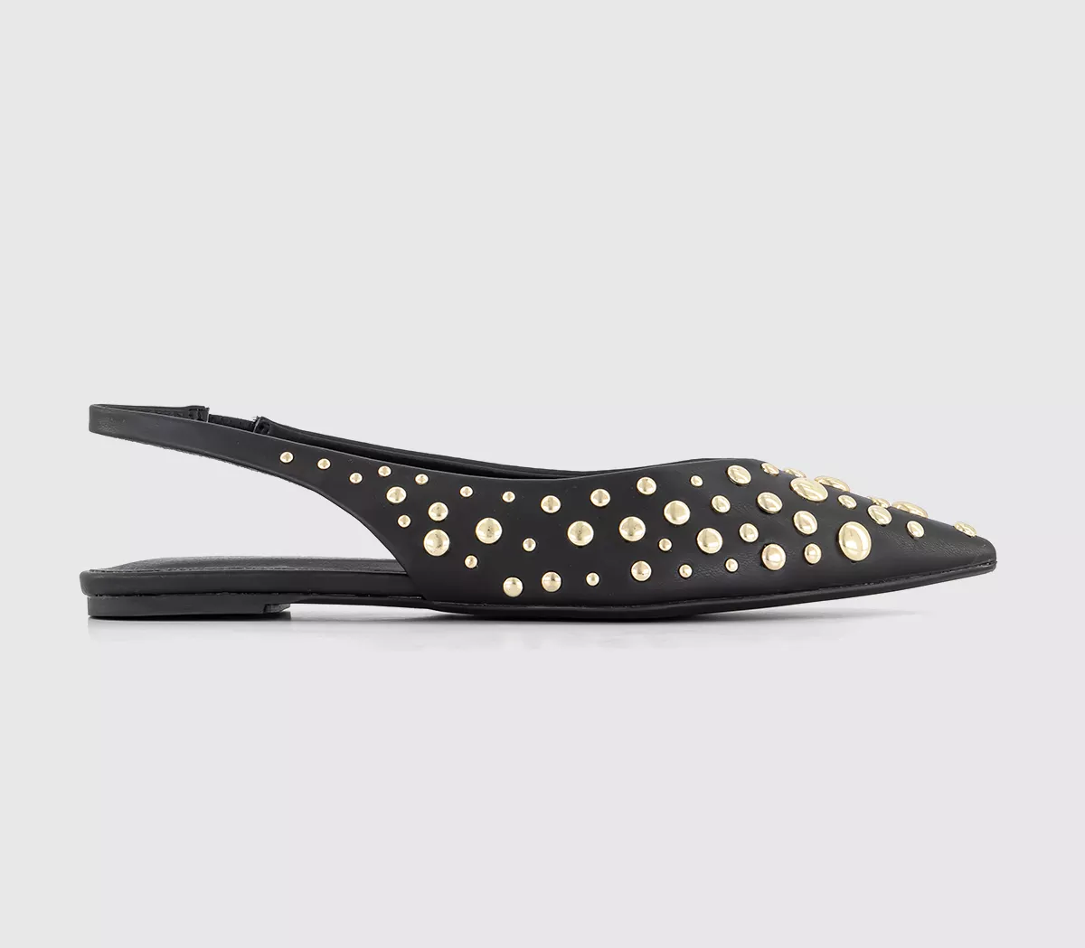 OFFICE Fling Pointed Sling Backs Black Studded