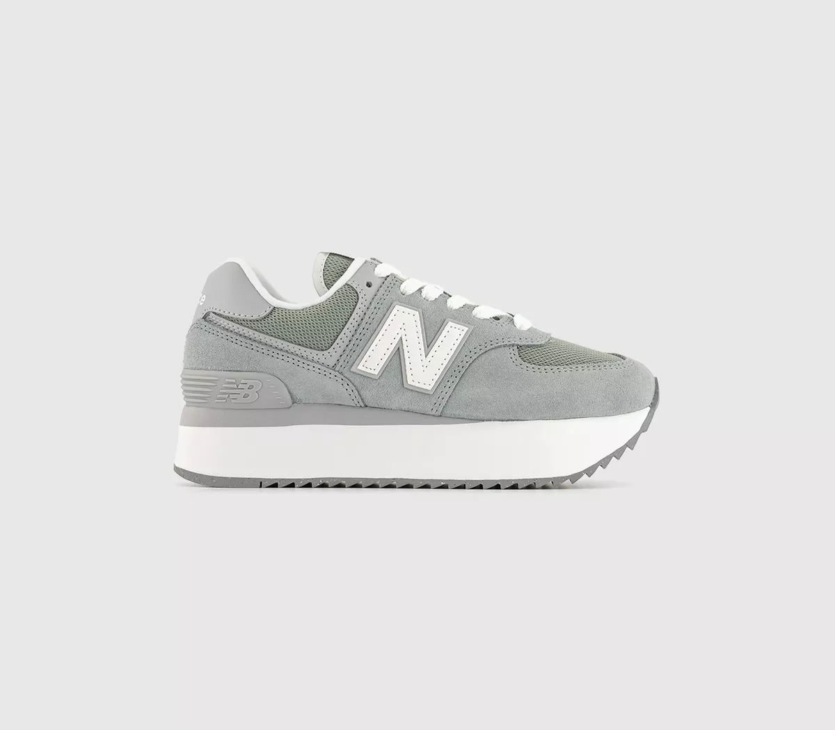 New Balance 574 Platform Trainers Juniper Grey White
