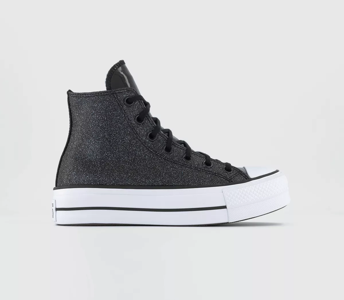 Converse All Star Lift Hi Platform Ttrainers Black Black White Glitter