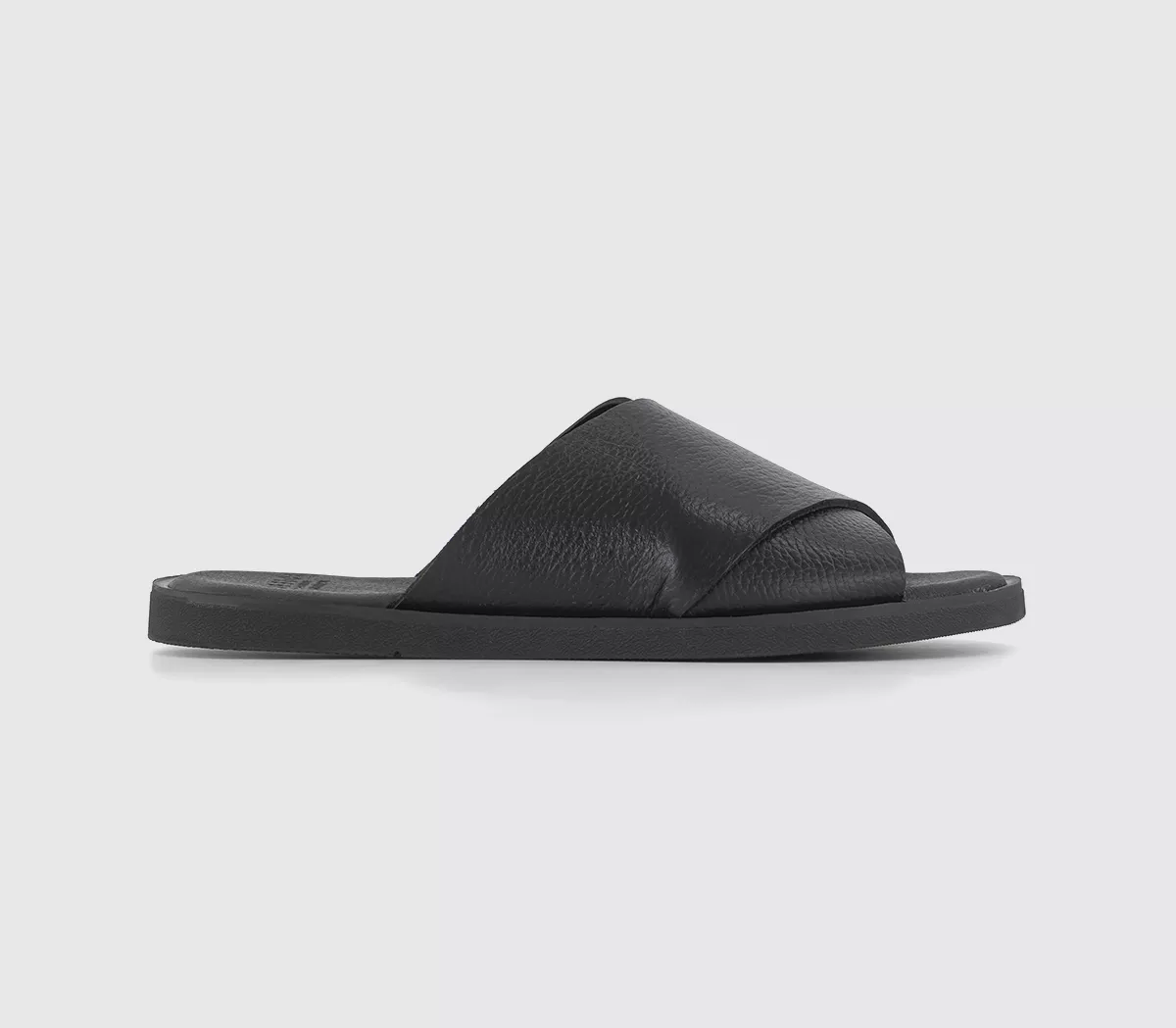 OFFICE Samuel Clean Tumble Sliders Black Leather