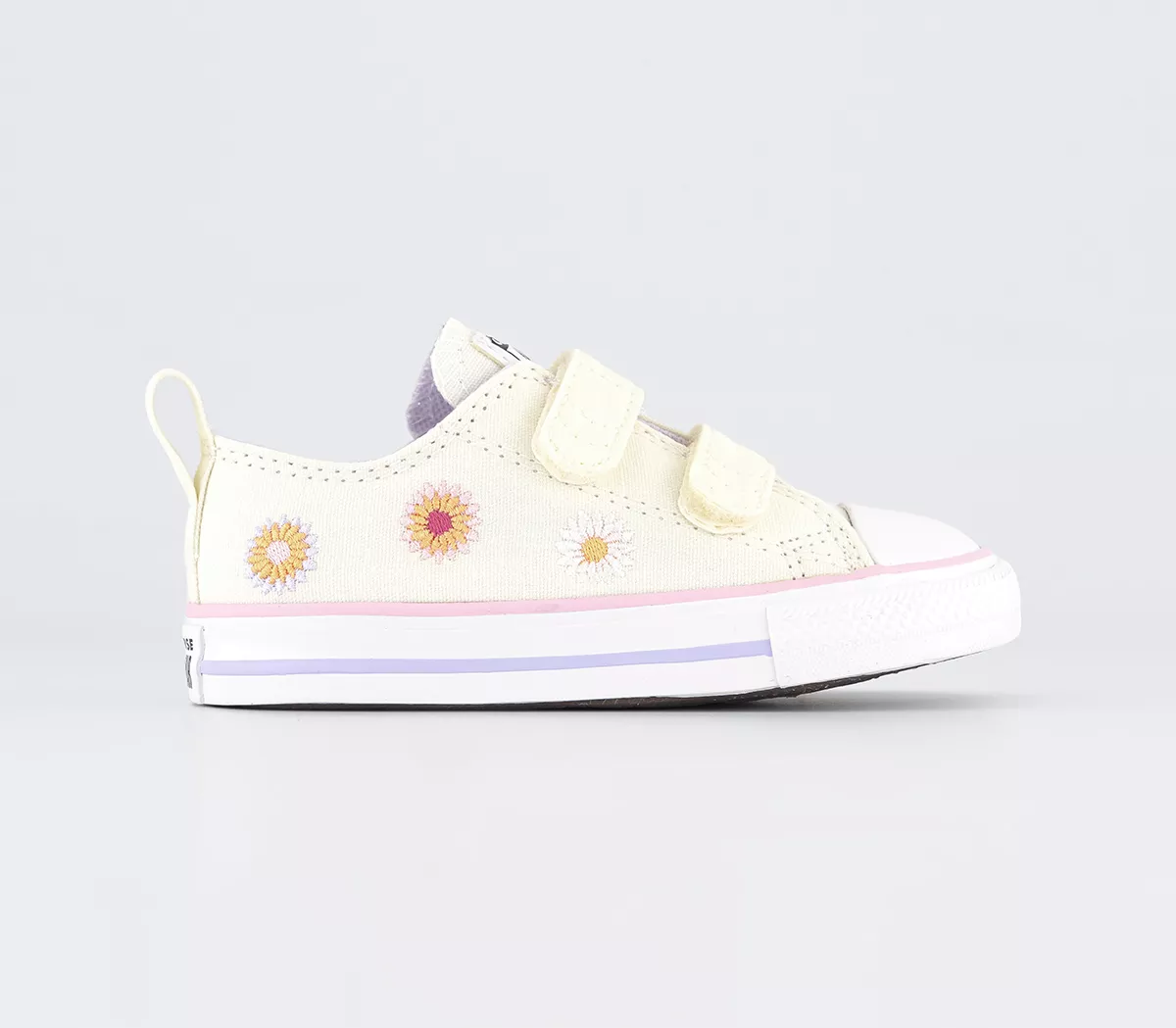 Converse All Star 2vlace Infant Trainers  Egret Vintage White Sunrise Pink